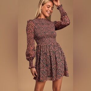 Lulus Floral Forever Print Smocked Skater Dress